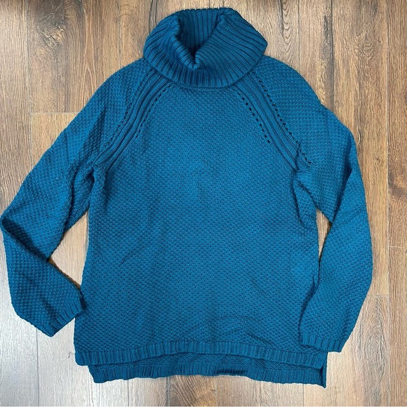 Talbots teal turtleneck sweater SZ LG - Picture 1 of 5